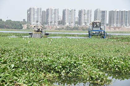 Removal of Invasive Flora & Vegetation like Water Hyacinths, Hydrila & Algae