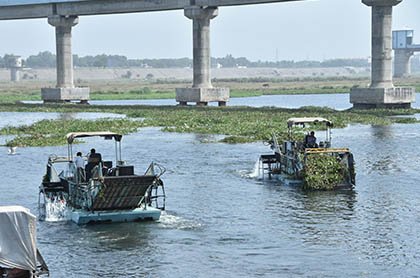 Removal of Invasive Flora & Vegetation like Water Hyacinths, Hydrila & Algae